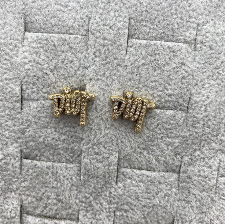 

D 2021 new letter 925 silver needle Dijia CD family Earrings Korean personality, Golden