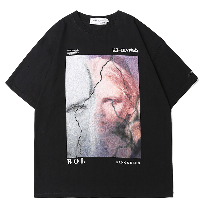 

New Harajuku t Shirt Men Goth Printed Tops Tees 100% Cotton Hip Hop Vintage Tshirt 2021 Streetwear Casual Male Oversize T-shirts Kicn, Pink