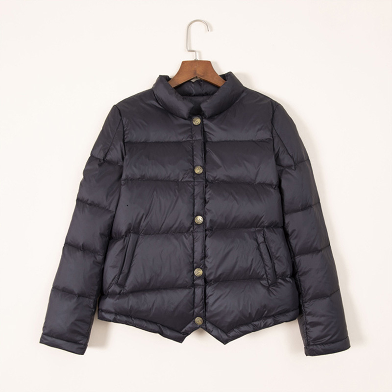 

2021 New Autumn Winter Women Ultra Light 90% White Duck Parkas Single Breasted Stand Collar Windproof Warm Down Coat Wzy5, Black