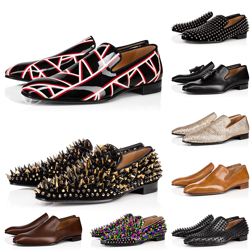 

Classical 2021 Brand Red Bottoms Men Women Dress Shoes Spikes Sneakers Suede Black White Leather Designers Mens Trainers Luxury Loafers Size 36-47, Number.6 40-47