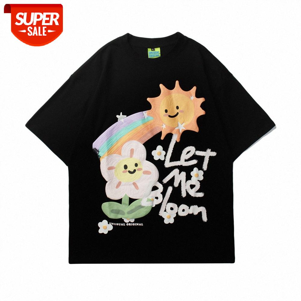 

Fun foam printing short-sleeved T-shirt men's bf lazy loose half-sleeved round neck five-point sleeves #vm6y, White;black