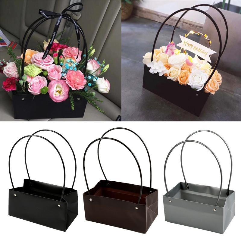 

Gift Wrap 1PC Wedding Favor Fresh Flower Carrier Bag Basket Paper Carton Waterproof Packing Box Portable