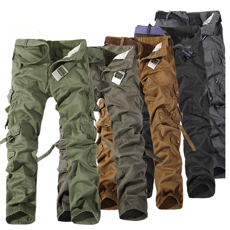 

New 2021 Top Fashion Military Cotton Cargo Pants Multi-pocket Solid Plus Trousers Men (asian Size -42) 6vte B4zf, Green