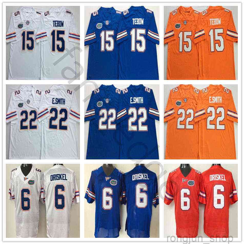 

NCAA Florida Gators College 22 Emmitt Smith Jersey E.Smith Blue White Orange 15 Tim Tebow Stitched 6 Jeff Driskel University Football Jersey, Red