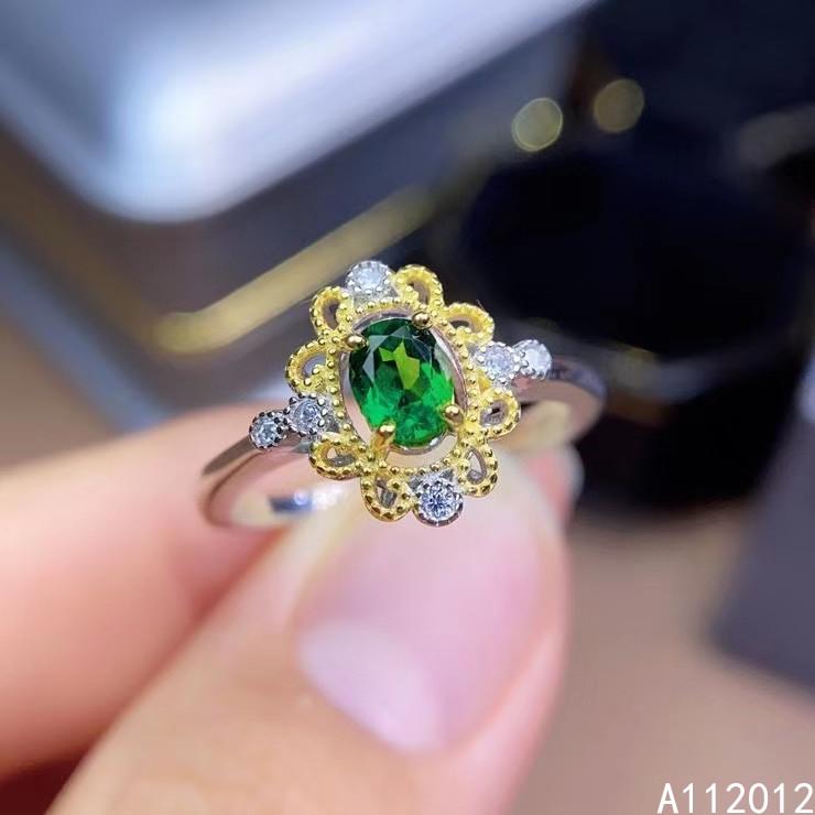 

Cluster Rings KJJEAXCMY Fine Jewelry S925 Sterling Silver Inlaid Natural Diopside Girl Exquisite Adjustable Ring Support Test Chinese Style