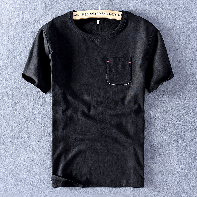 

2021 New Preto Confortvel Linho Camisa Dos Marca Itlia Stye Camiseta Para Homens Moda Em Torno Do Pescoo t Camisas Masculinas Bewh, Black