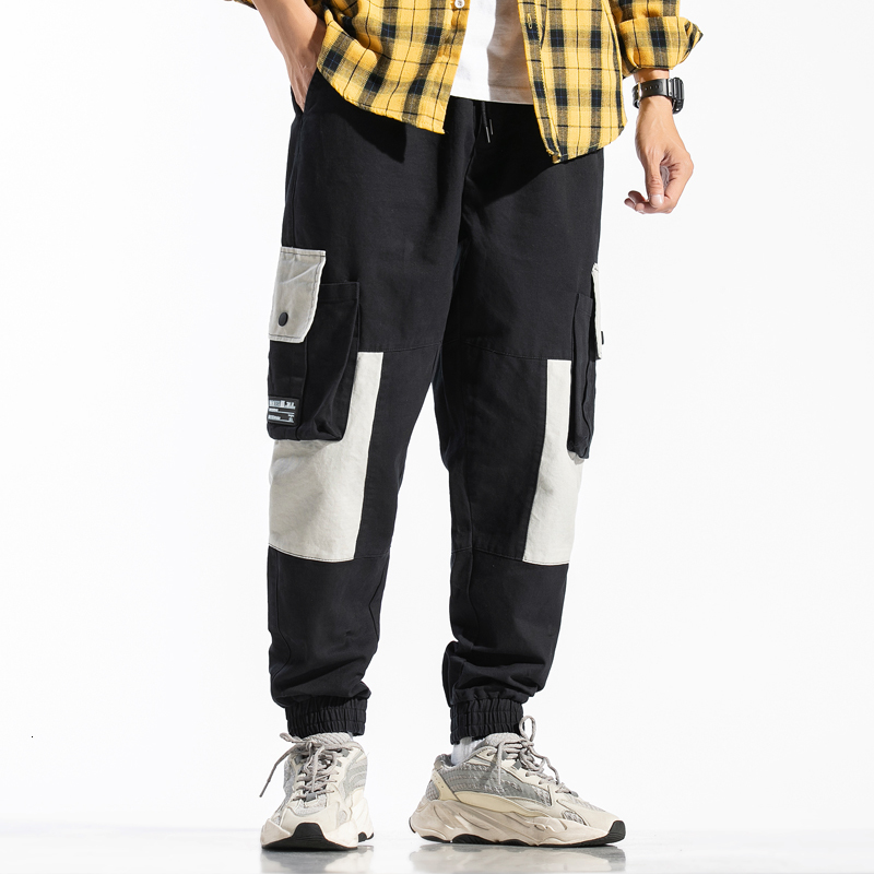 

New Multi-pocket Hip Streetwear Men's Joggers Pants 2021 Autumn Winter Loose Men Cargo Pant Trousers Elastic Waist Lg5z F1gn, Gray