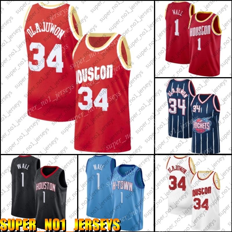 

Houston Rockets Jersey Hakeem 34 Olajuwon Jersey Throwback John 1 Wall Jerseys Basketball Jersey ZXB5414, Retro jersey