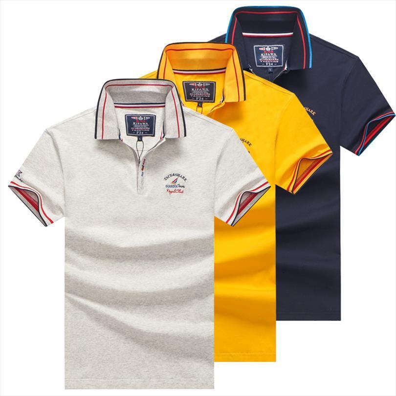Summer Short Sleeve Shirt Cotton Mens Polos Brand Tace Shark Poloshirt Striped Solid 3d Shirts 3xl-image-713179477
