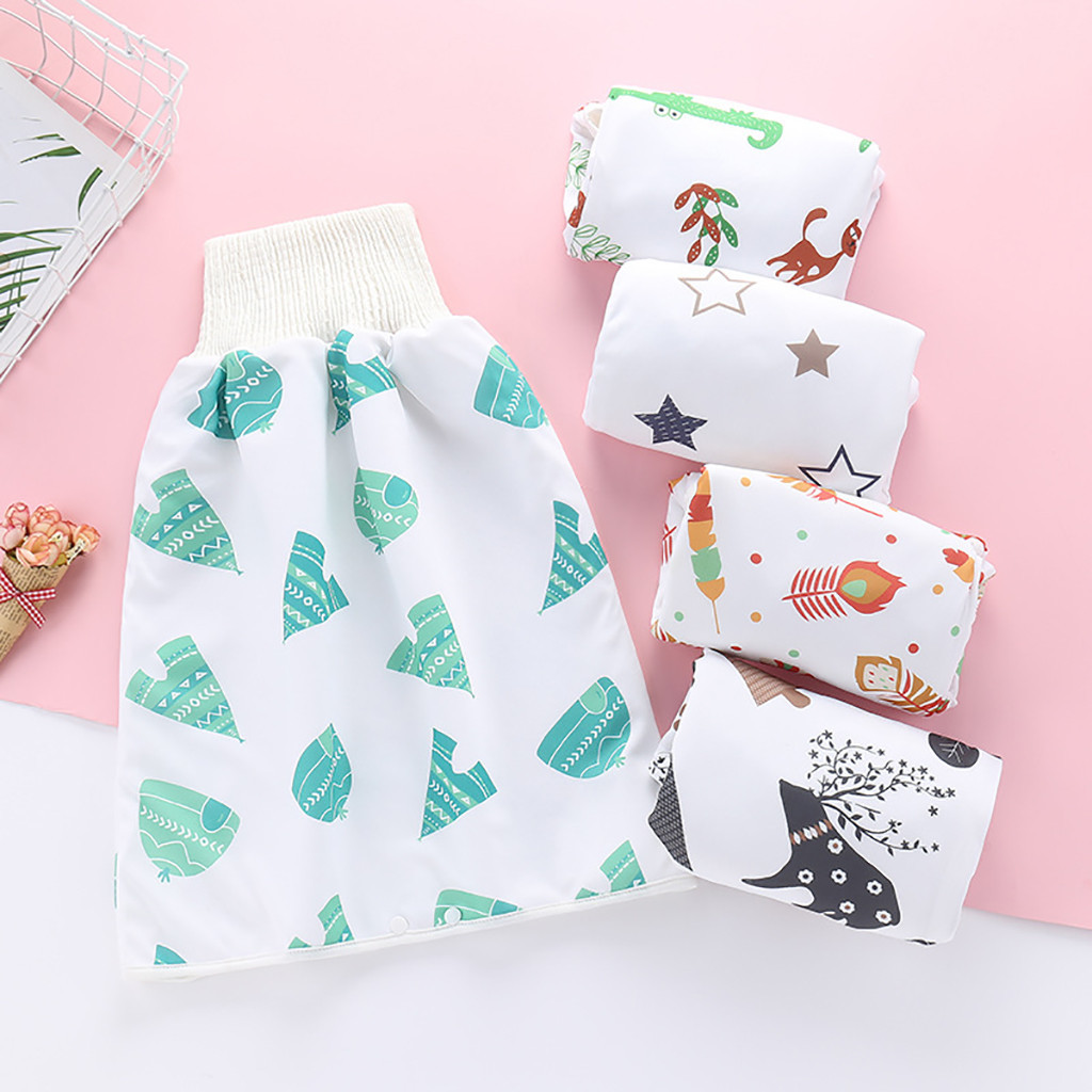 Baby Diaper Training Skirt Pure Cotton High Waist Waterproof Diaper Skirt Children Baby Cloth Urination Soft Breathable Skirt RN8139-image-662503640