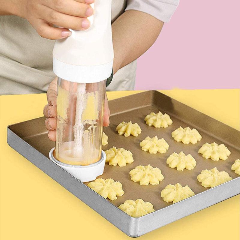 

Baking Moulds Electric Cookie Press Gun Churros Maker With 12 Discs And 4 Icing Tips For Cake DIY Tools Accessories Stamp Set