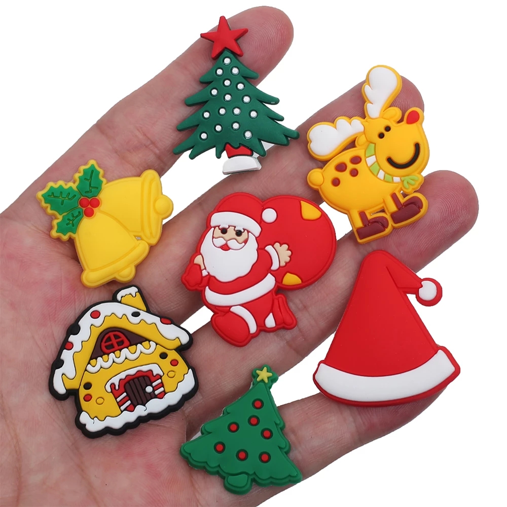 

50pcs/lot PVC Christmas Series Shoe Charms Accessories Halloween Croc Shoe Buckle Decorations Ornaments fit JIBZ Party Kid Gifts