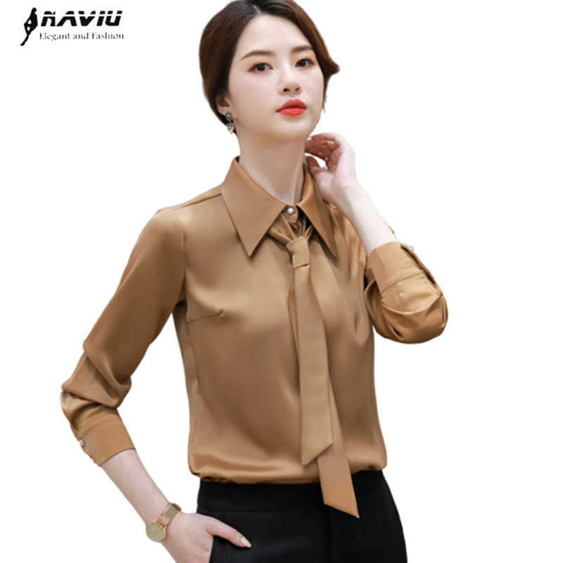 

Chiffon Shirt Women Long Sleeve Professional Spring Fashion Temperament Slim Blouses Office Ladies Work Tops 210604, White