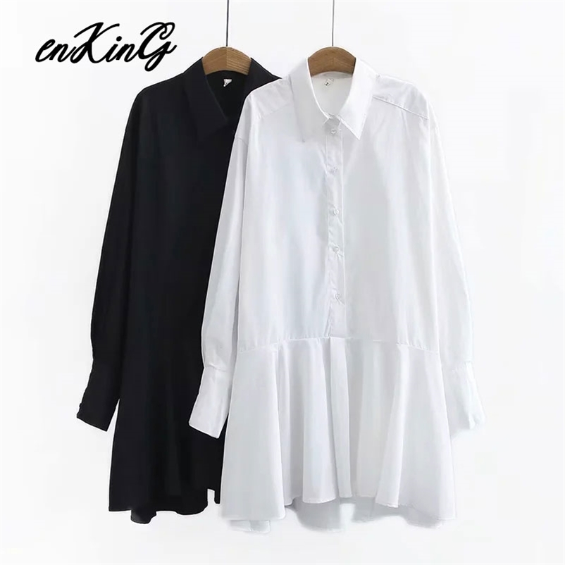 

Women Dress Autumn A-line long Sleeve Solid Black White Mini Sexy Party Vestidos De Fiesta Noche 210628