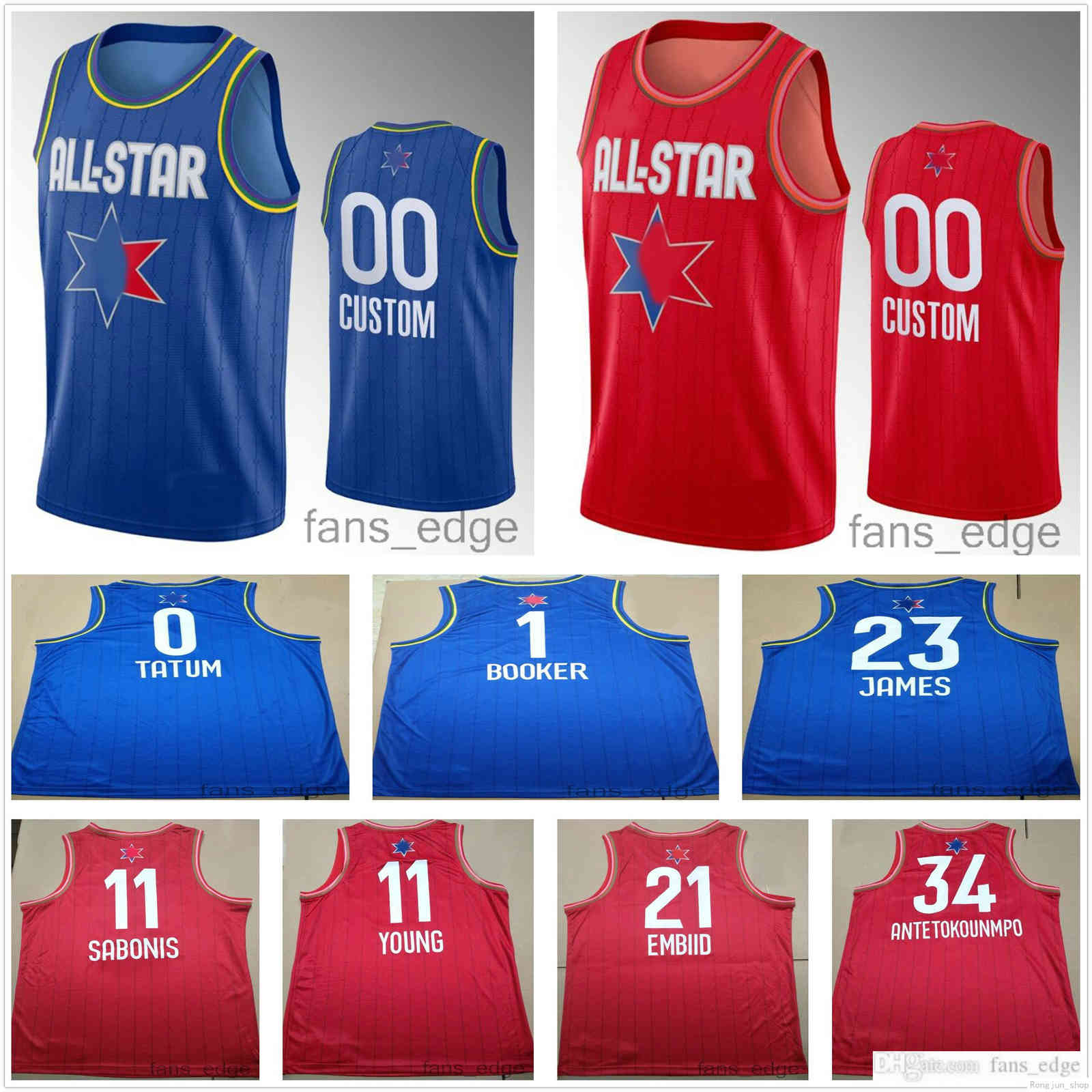 

Custom Printed 2020 All-Star Basketball Jerseys Jokic Young Walker Leonard Lillard Mitchell Sabonis Booker Doncic Antetokounmpo Siakam Men, Black;red