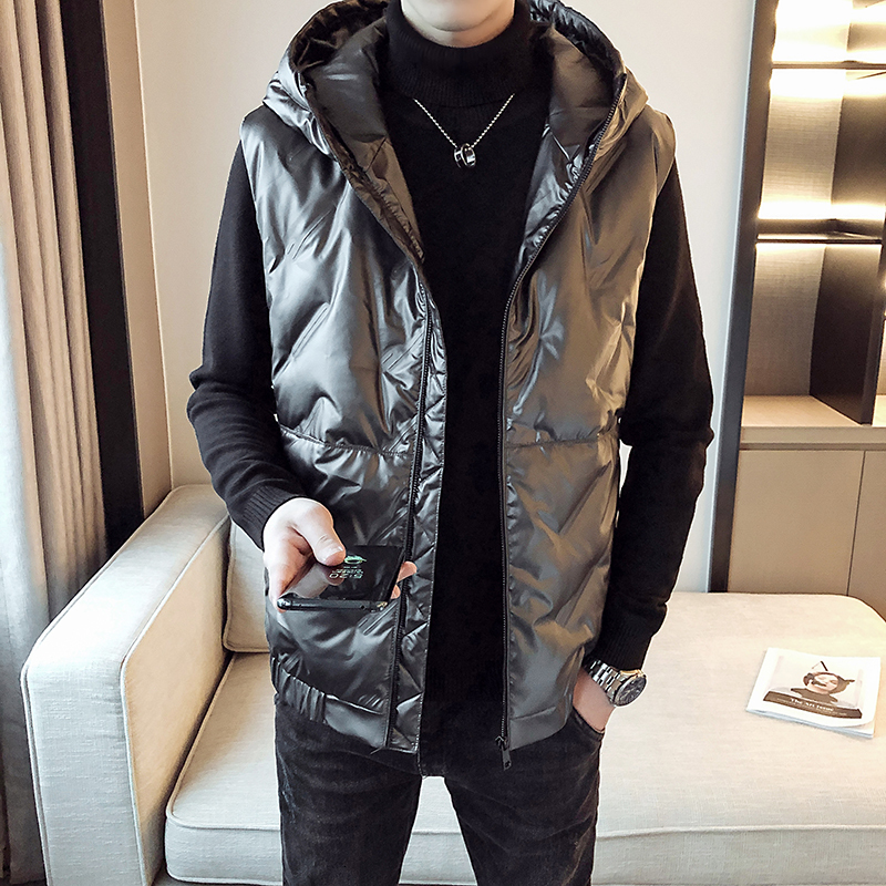 

2021 New Homens Sem Mangas Jaqueta 80% Pato Para Baixo Estilo Britnico Inverno Moda Casual Colete Marca Roupas Masculinas Tamanho O1o3, Black