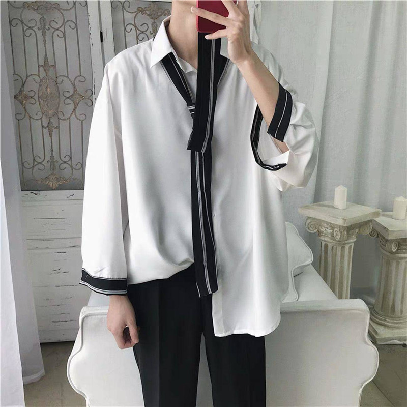 

2021 New Fresco Coreano Tops Casual Streetwear Slidos Camisas Dos Homens De Manga Longa Hip Hop Ocasional Camisa Jbmm, Long sleeve