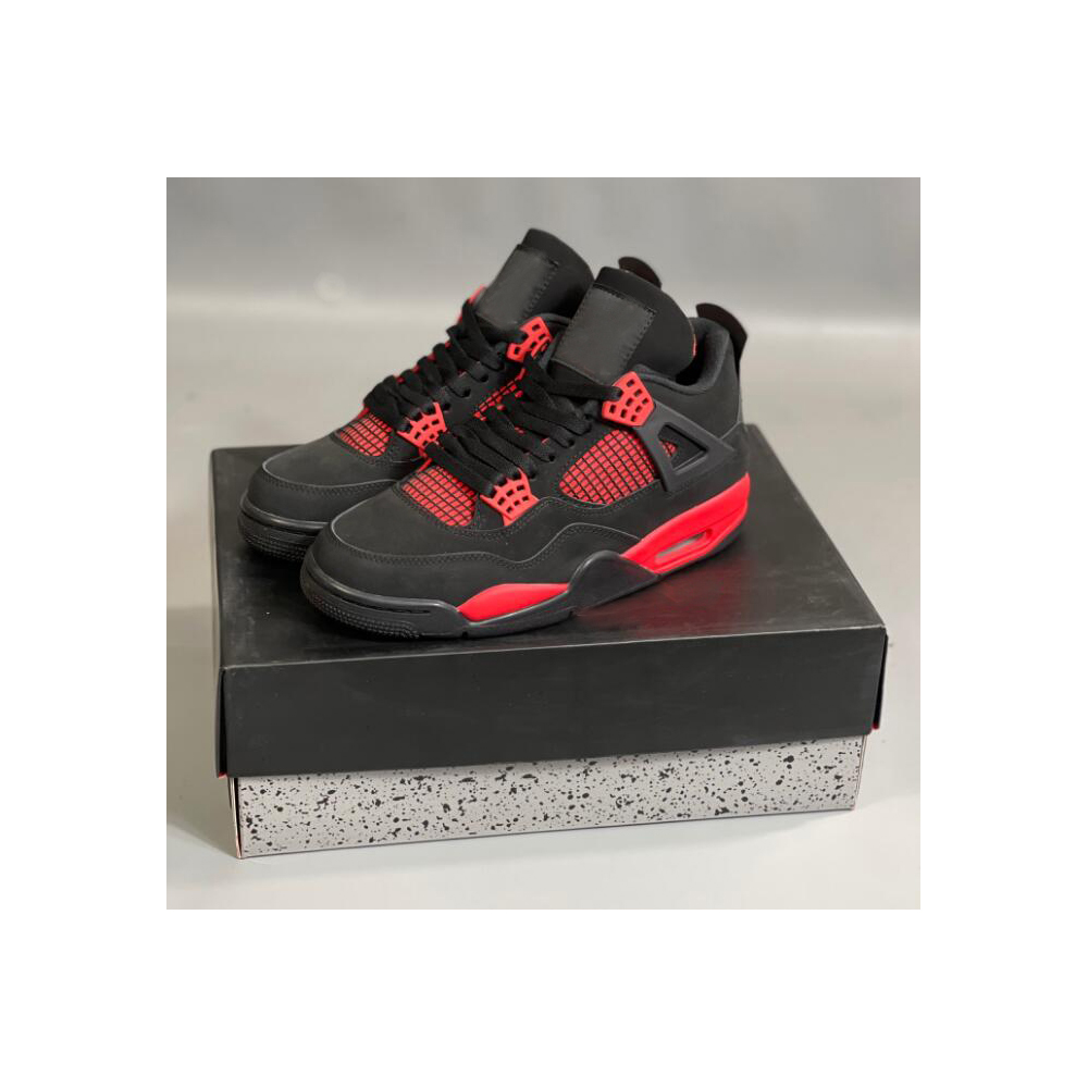 

With box 4 Red Thunder Mens Basketball Shoes 4s Black White-Red men women outdoor Sneakers Trainers Sports CT8527-016