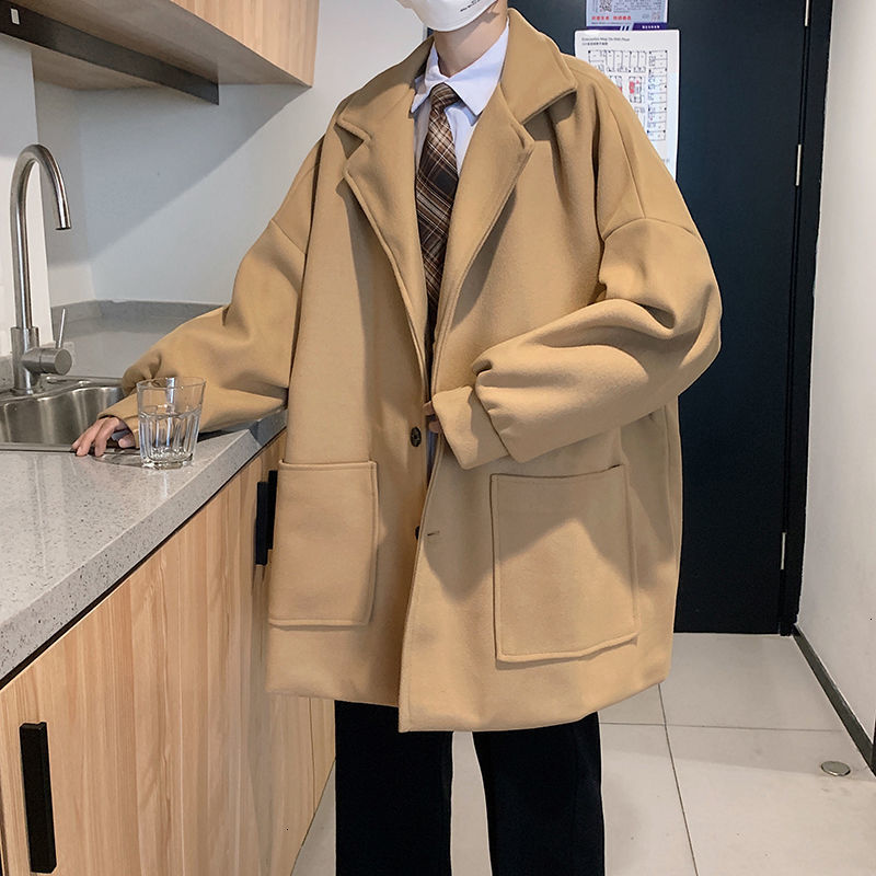 

2021 New Male Street Lapel Snow Cashmere Jacket Wool Combines Long Trench Coats Business in Warm Cotton-quilted Parkas Clothes Yc0i, Gray.