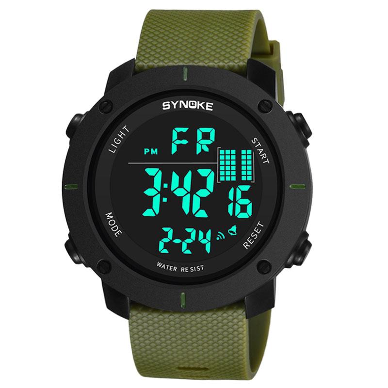 

Wristwatches SYNOKE Outdoor Sports Watch Men Multifunction Chronograph 5Bar Waterproof Alarm Clock Digital Reloj Hombre 2021, Silver