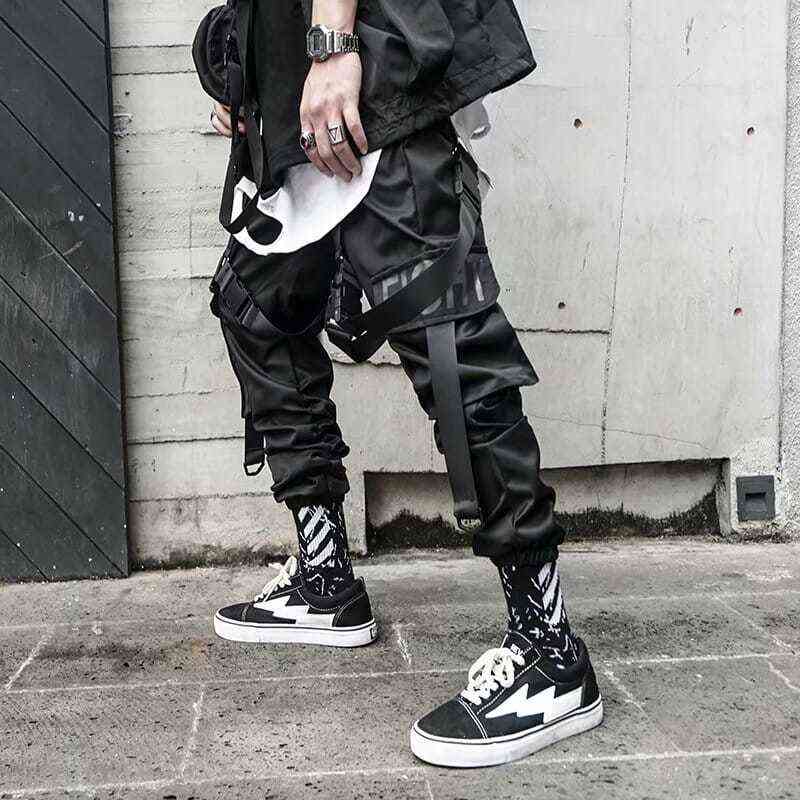 

Men' Pants Houzhou calças de carga para homens corredores hip hop techwear streetwear casual gótico masculinas verão preto sweatpants fitas IA4X, 1# shoe box