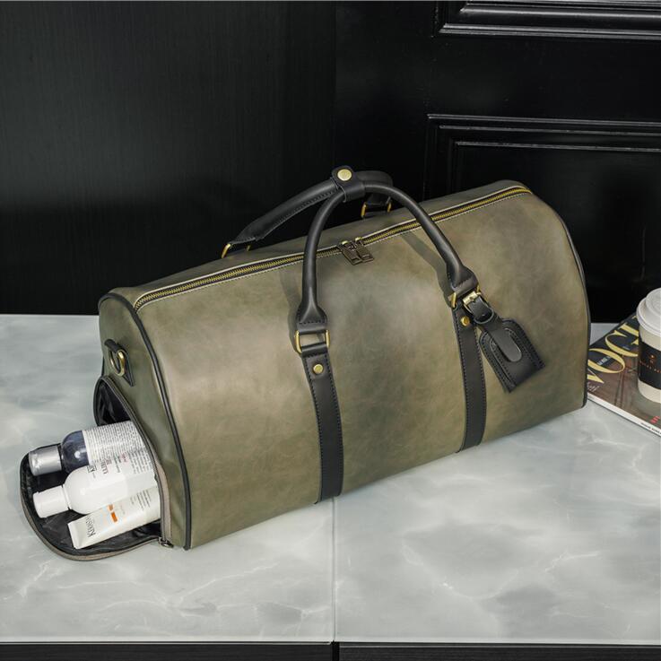 

men shoulder bag daily leisure plaid handbags street personality contrast leather backpacks outdoor sports fitness wet and dry separation fashion handbag, Black2-30333