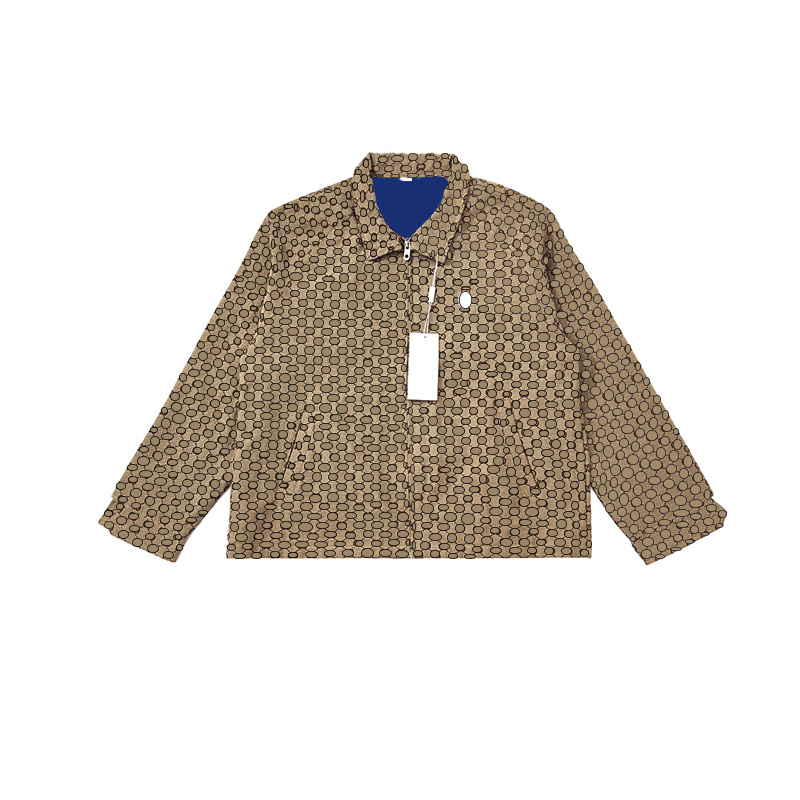 

21SS A&W Classic Print Mens Jacket Loose Casual Letter Logo Pattern Coat Zip Pocket Trim Couples Wear, Brown