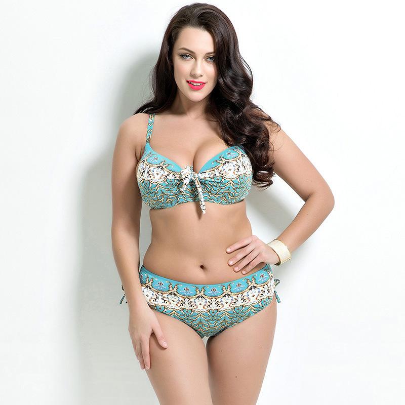 

XCKNY Split swimsuit women's print sexy tight Swimsuit Large bikini retro three-point