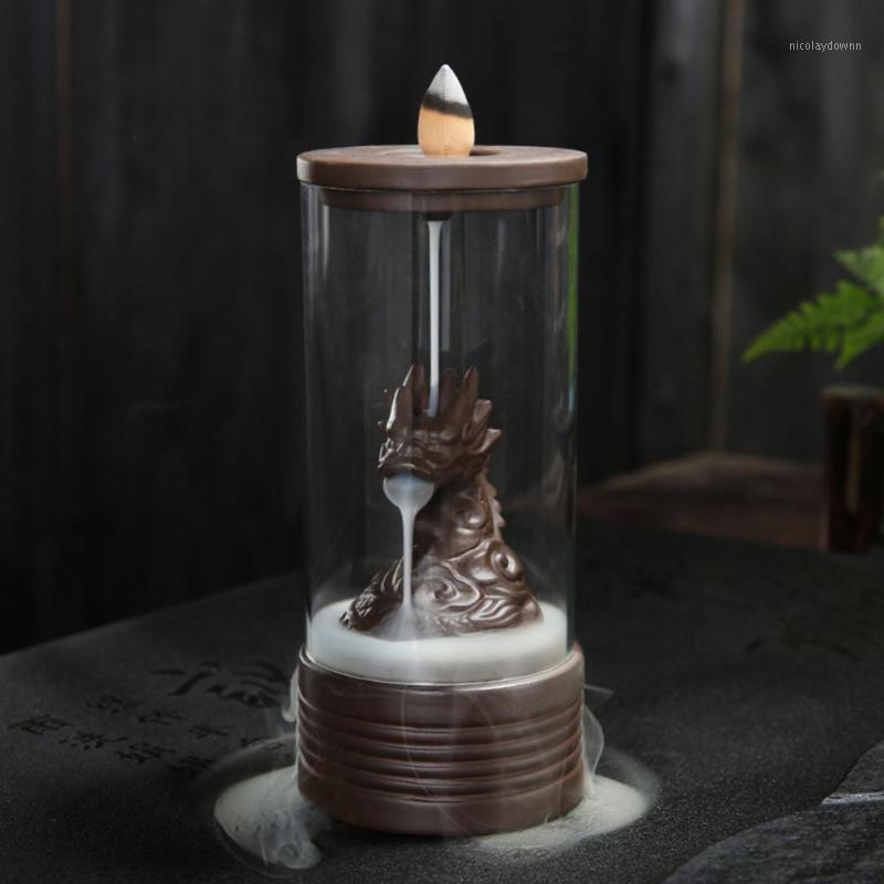 

Fragrance Lamps Dragon Carving Backflow Incense Burner Ceramic Teahouse Censer Decoractive Waterfall Holder Retro Sandalwood 2022