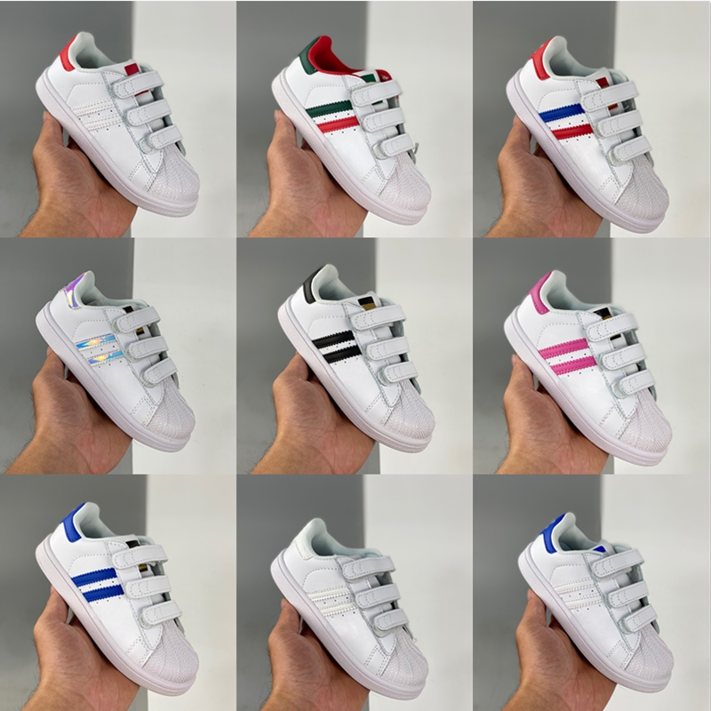

Kids SUPERSTAR Sheel Toe Sneaker Childs J Youth Originals Girls Boys Baby Children Skateboarding Shoes Core Black White Sport Shoe Size Eur 22-35, #8