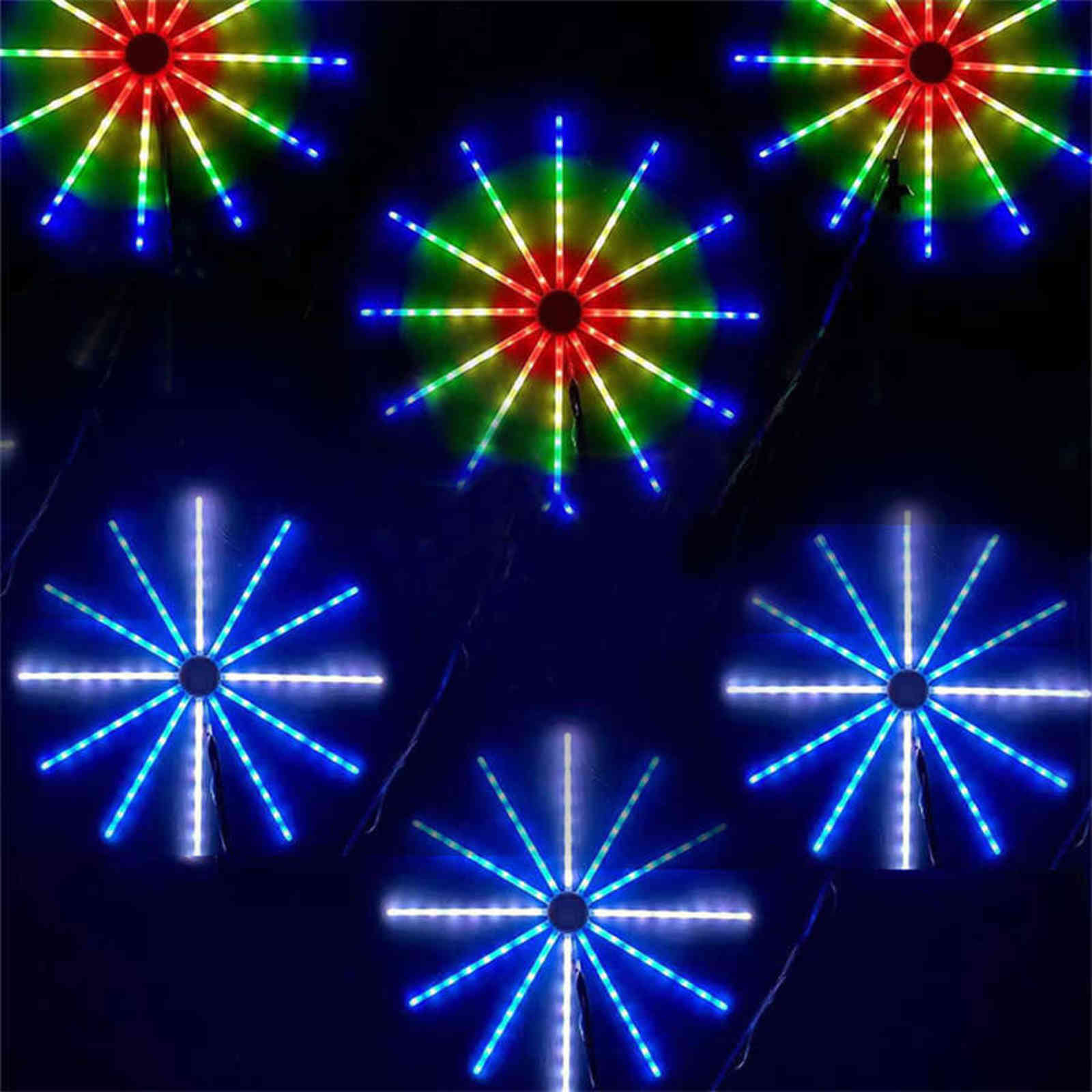 

2021 New Smart Outdoor Hanging Firework Light 12 Branch 96LEDS Starburst Light with Remote for Wedding Party Patio Garden Decor G0911