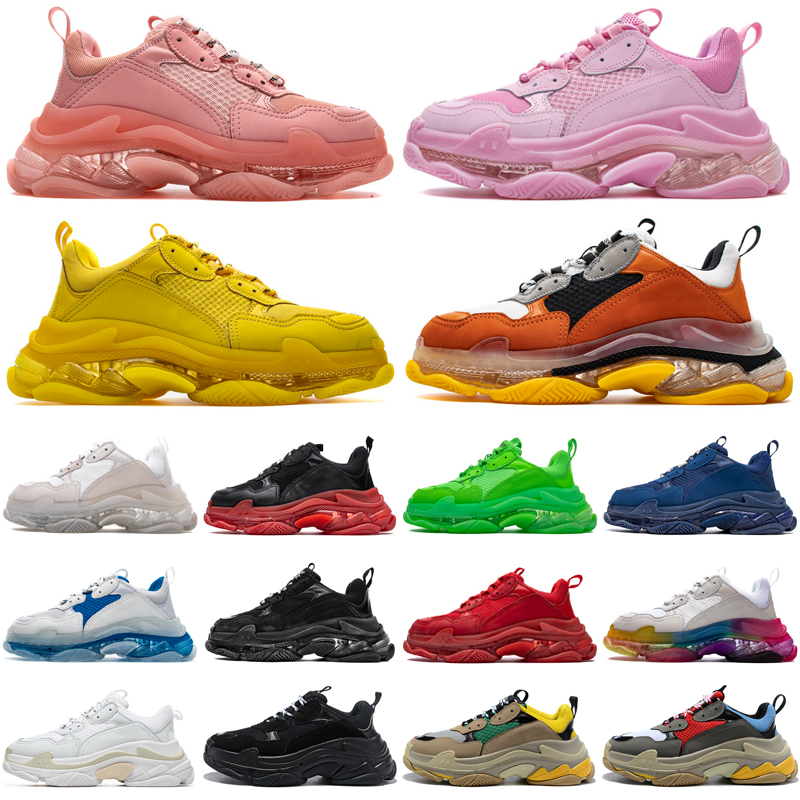 

Designer Triple S Casual Shoes Clear Sole Men Women Luxury Sneakers Chaussures 17FW Paris vintage Dad shoe Crystal Bottom White Black Cream Blue Red 36-45, #14
