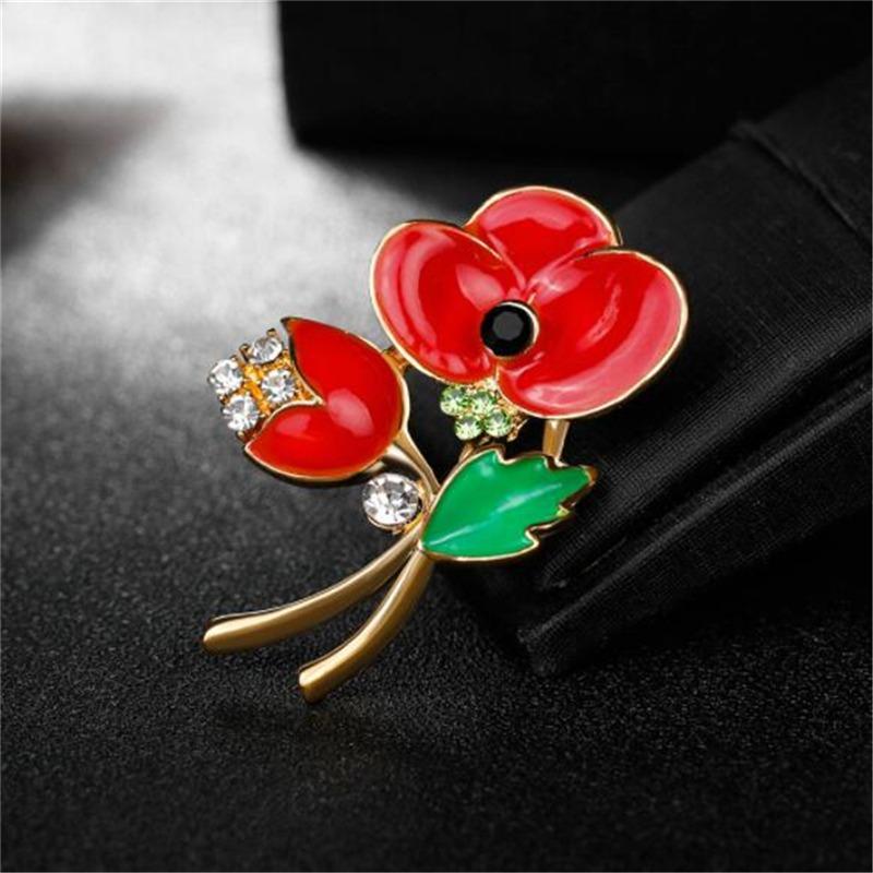 

Pins, Brooches Vintage Poppy Flower Enamel Brooch Red Blue Pink Purple Flowers Buckle Pins Clothes Bag Accessories Warrior Memorial Friend G