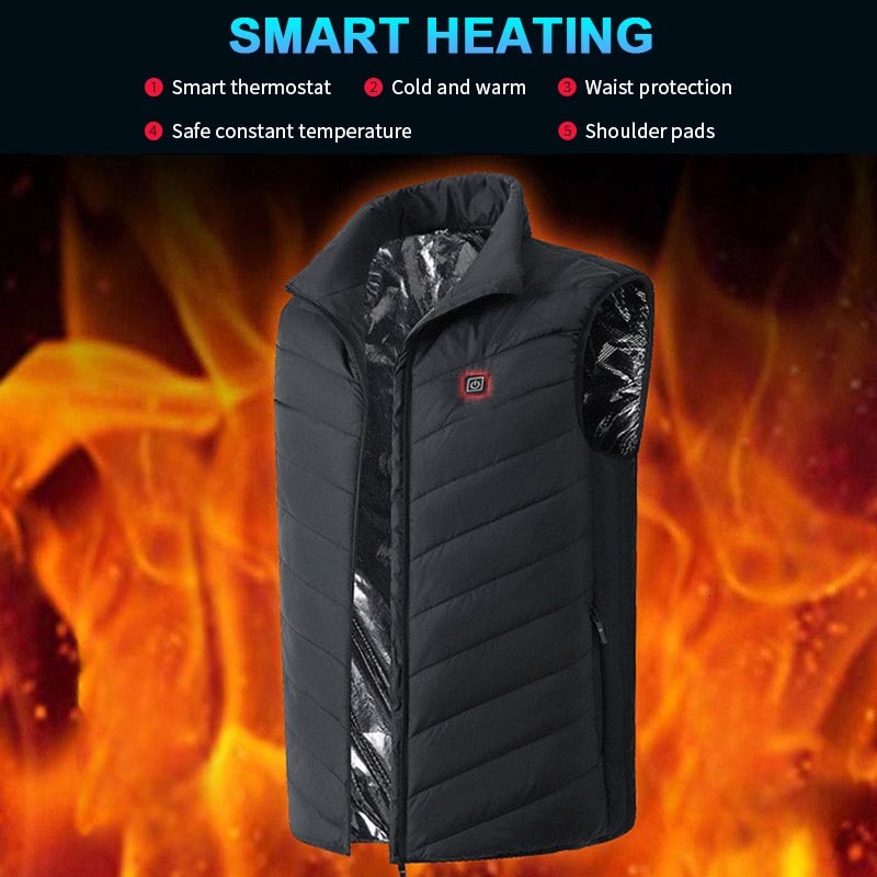 

2021 New Intelligent Gift Usb Electric Heated Outdoor Warm Cycling Hiking Jacket Coats Warmer Tactical Coat Vest B3uk, Black