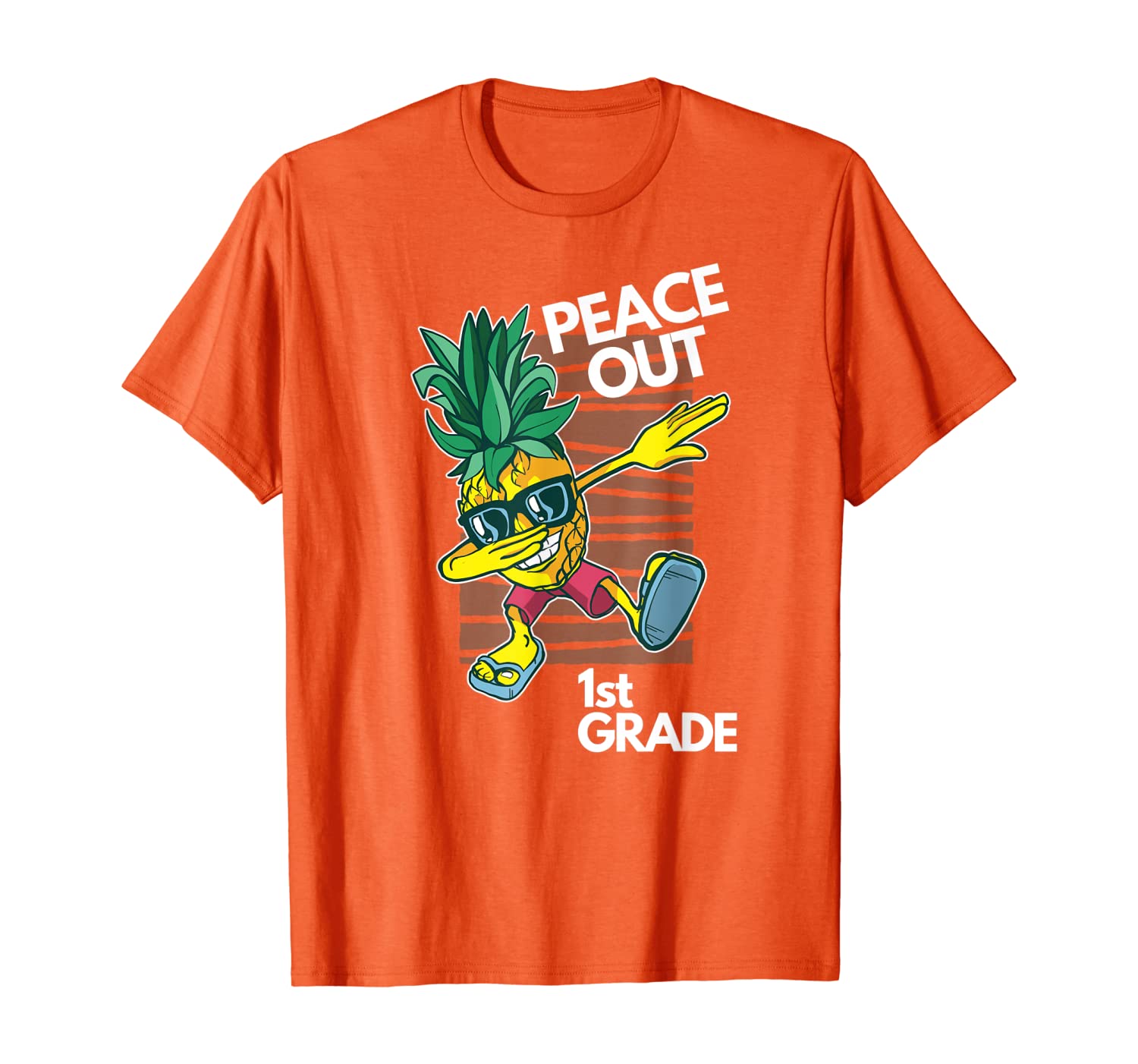 

Peace Out Pineapple Dabbing Last Day of 1st Grade T-Shirt, White;black
