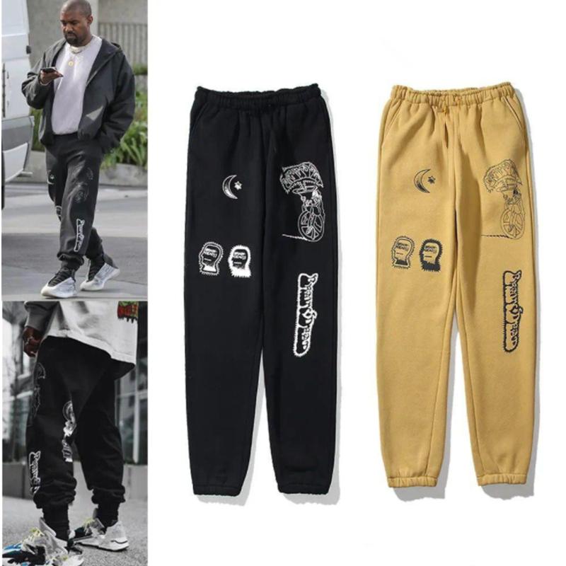 

2021 European and American brand Kanye same pants designer tie dye legged sports fashion mens womens new luxury casual loose straight tube, Black