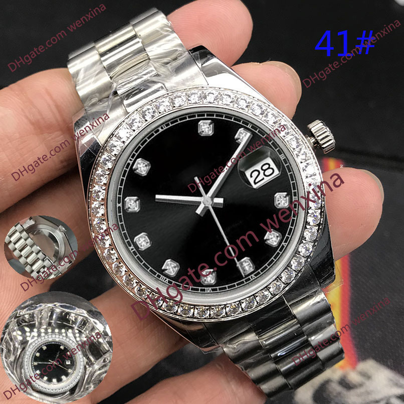 

16 Colour montre de luxe mens Mechanica automatic gold watch 41mm Stainless steel Diamond waterproof President series Classic Wristwatches, Slivery;brown