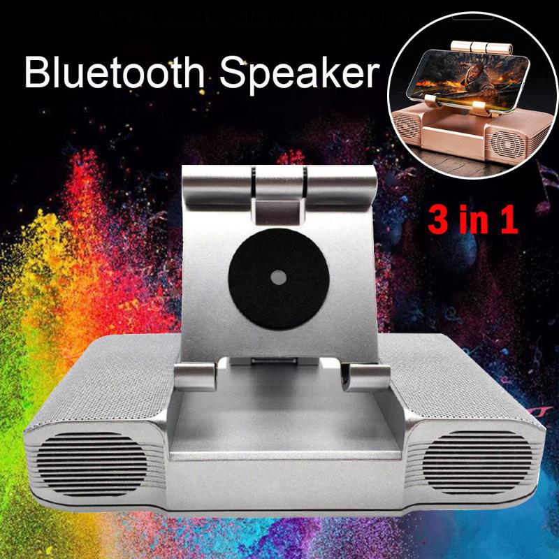

Portable Speakers Bluetooth Speaker Wireless Stereo Three In One Mobile Power Phone Stand USB Subwoofer Loudspeaker