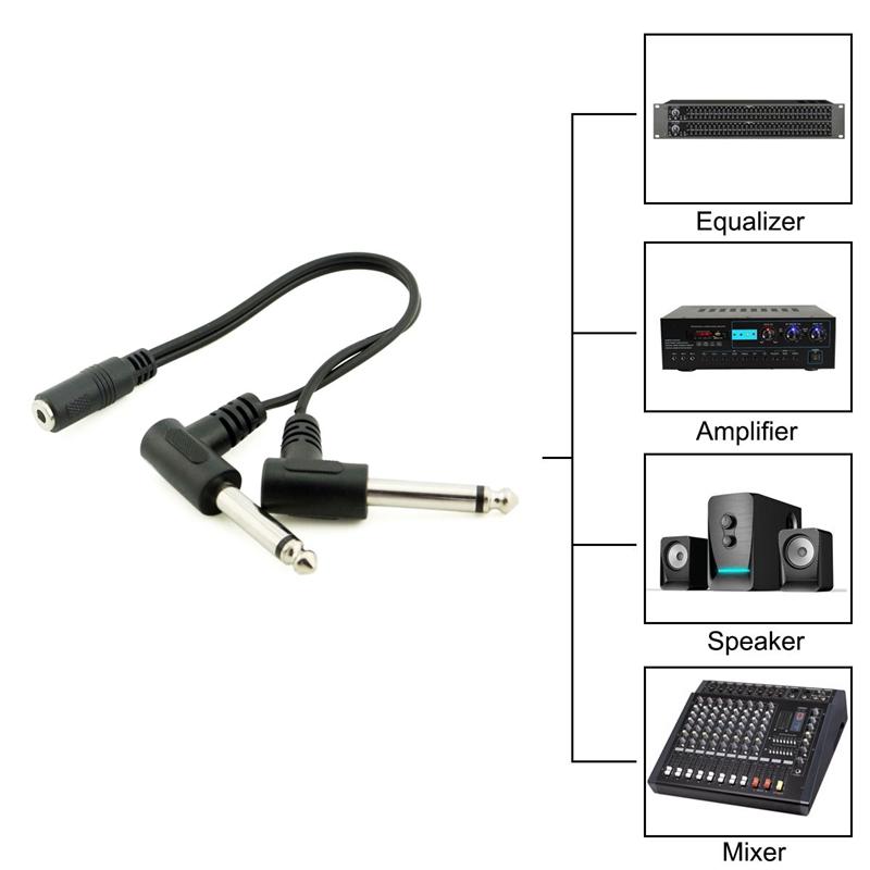 

Audio Cables & Connectors 3.5mm Mini 1/8 Inch TRS Stereo Female Jack To Dual 1/4 6.35mm Male Plug Mono TS Right Angle O Adapter Y Splitter C