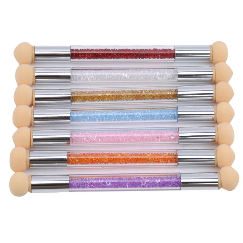 

Nail Brushes Rhinestone Plastic Handle Sponge Gradient Brush Gradual Color Transfer Stamping Blooming Pen + 4Sponge Heads