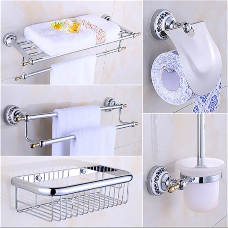 

2021 New Arrival Brass Bath Hardware Set, Chrome Toilet Brush Holder ,paper Holder,towel Bar,soap Basket,towel Rack Bathroom Set Gveb