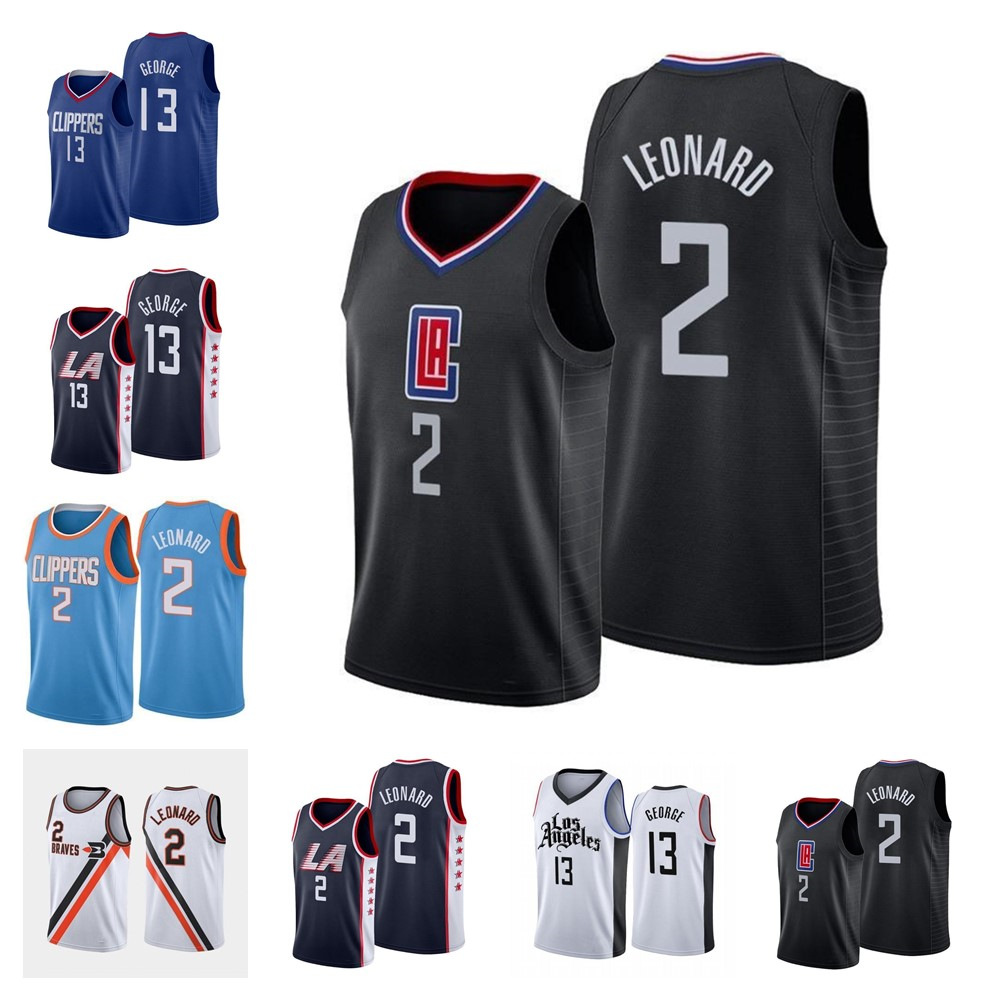 

2021 BRAVES 2 Leonard Paul 13 George Basketball Jersey NCAA Lou 23 Williams City Blue Llack White Shirt Basketball Jerseys, Black;red