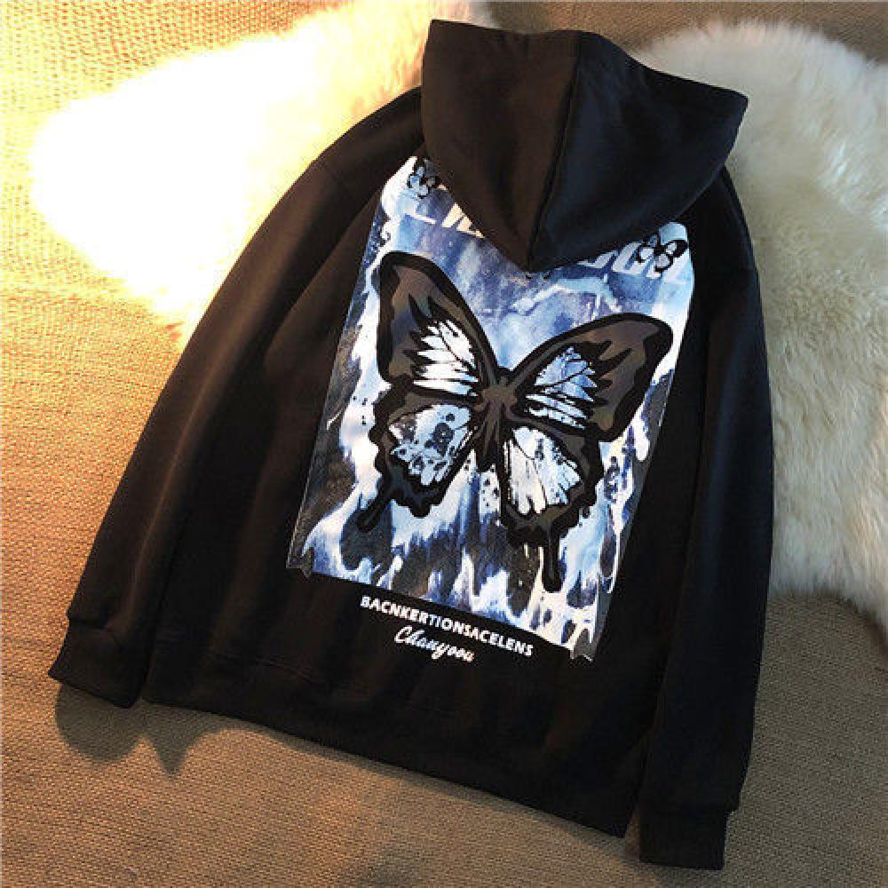 

women's hoodies & sweatshirts casais hoodies impressÃ£o borboleta primavera outono espessamento pulÃ´ver mulheres jaquetas estudante, Black