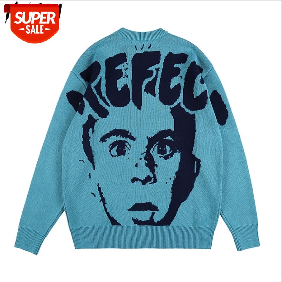

NAGRI Men Hip Hop Sweater Streetwear Pullover Sweater Autumn Winter Casual Loose Knitted Sweaters Couple Unisex #GL0U, White;black
