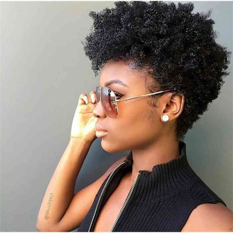 

hair short Wig female small curly explosive head chemical fiber headgear, Black