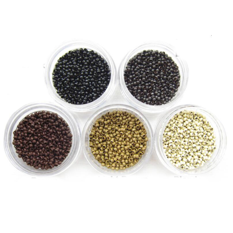 

2.5mm Silicone Microbeads Nano Ring Links Beads for Nano Ring Tip Human Hair Extensions 5 Colors 1000pcs/bottle, Black