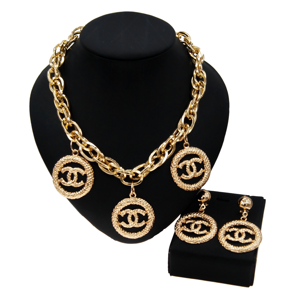 

Yulaili Latest Necklace Earring Bracelet Jewelry Set Women Fashion Ladies Beautiful Unique Jewellery Sets, Golden
