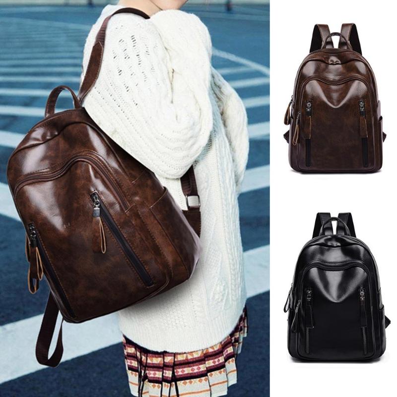 

Backpack 2021 Women Ladies PU Leather Small Backpacks For Teenage Girls Female School Shoulder Bag Pack Mochila @852, Black