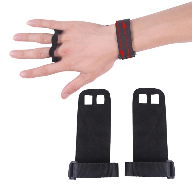 

A Pair of Leather Fitness Anti-slip Wear Resistant Care Palm Equipment Wristband Grip Belt Wrist Support Hand Brace for P, Black