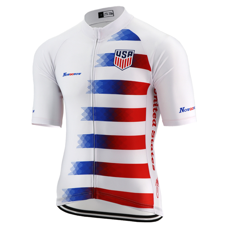 

EUSKADI - Pro USA National Team Summer Short Sleeve High Quality Color Stripes Men Cycling Jersey Road Racing Bike Clothing Tight Tops, Black;red